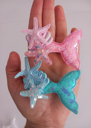 Renkli Payetli Deniz Kızı Saç Tokaları - Görsel 2