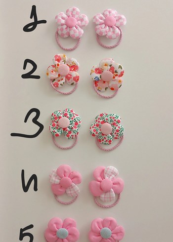 Renkli Çiçek Desenli Elastik Saç Tokaları - Görsel 2