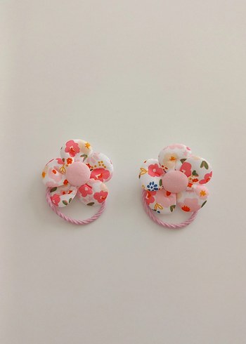 Renkli Çiçek Desenli Elastik Saç Tokaları - Görsel 3