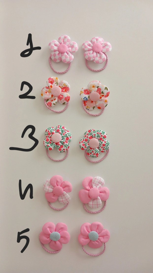 Renkli Çiçek Desenli Elastik Saç Tokaları - Görsel 2