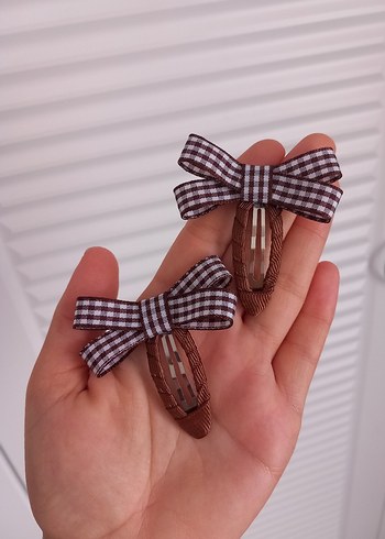 Ekose Fiyonk Saç Tokası - Görsel 3