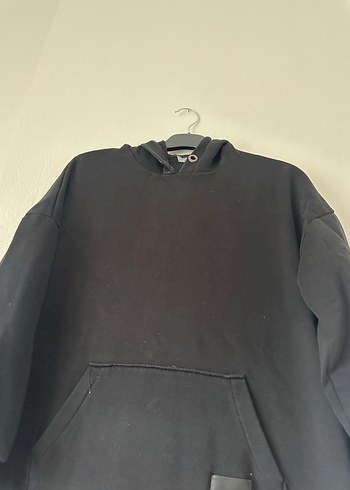 Düğmeli Kapüşonlu Siyah Kadın Sweatshirt - Görsel 2