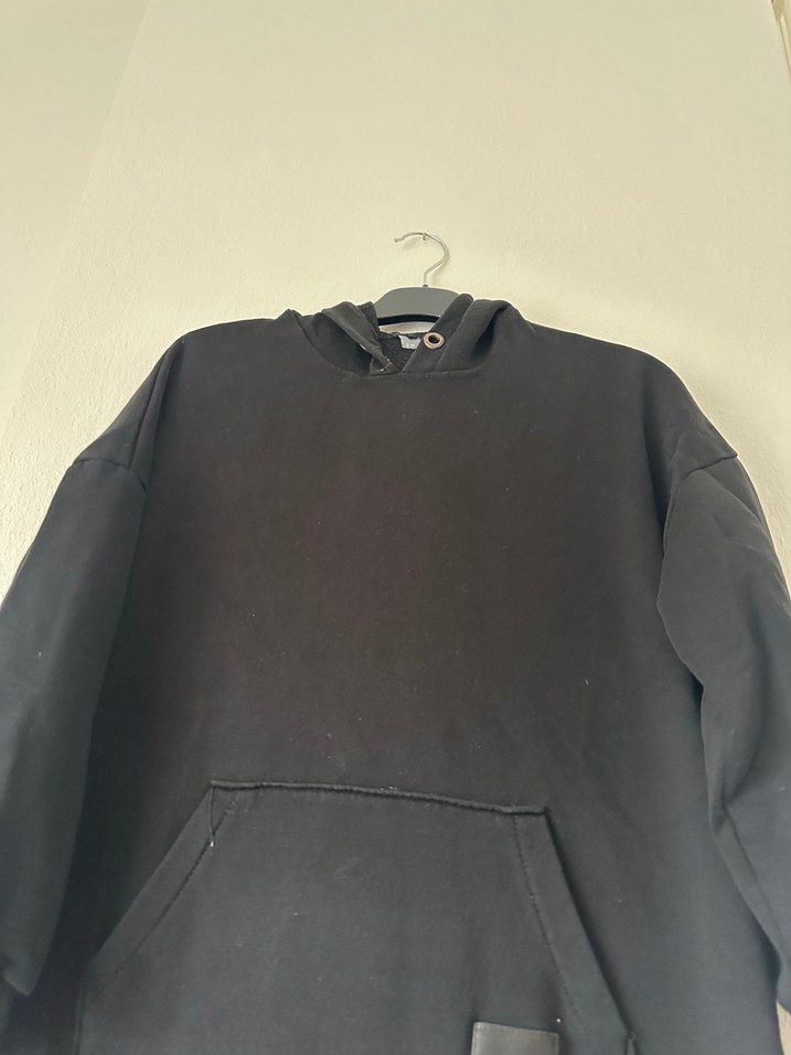 Düğmeli Kapüşonlu Siyah Kadın Sweatshirt - Görsel 2