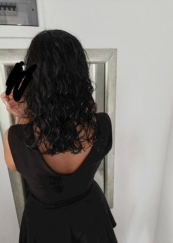 koyu kahve V Yakalı Drapeli Midi Elbise - Görsel 3