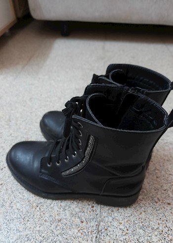 Siyah Deri Goth Punk Botlar - Görsel 5