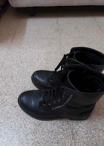 Siyah Deri Goth Punk Botlar - Görsel 4