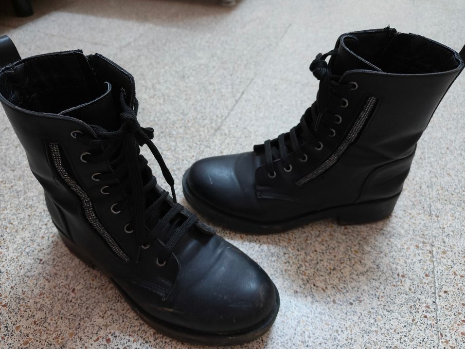 Siyah Deri Goth Punk Botlar - Görsel 2