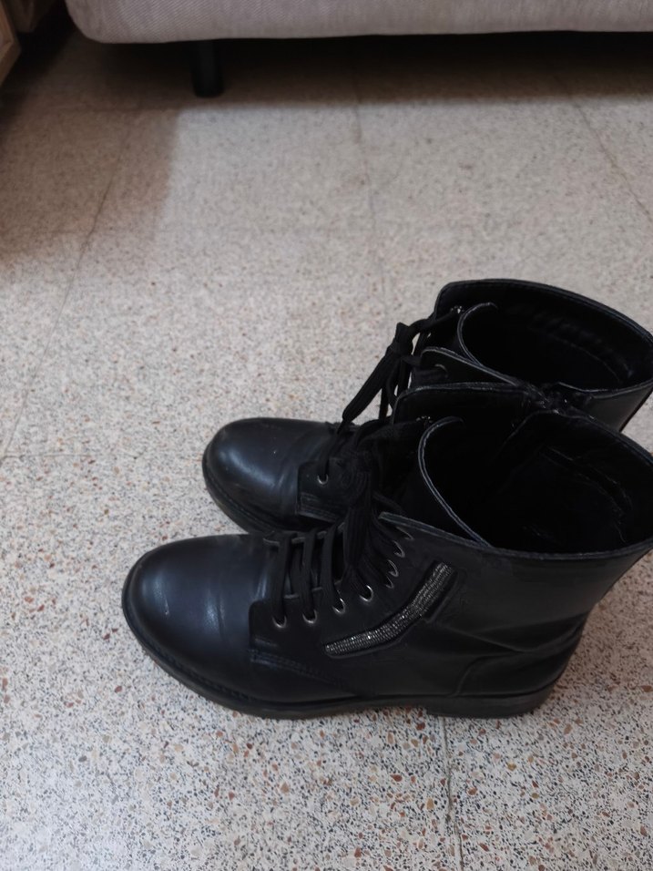 Siyah Deri Goth Punk Botlar - Görsel 4