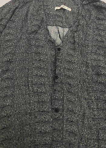 Mango Bol Kesim Desenli Düğmeli Gömlek Elbise - Görsel 5