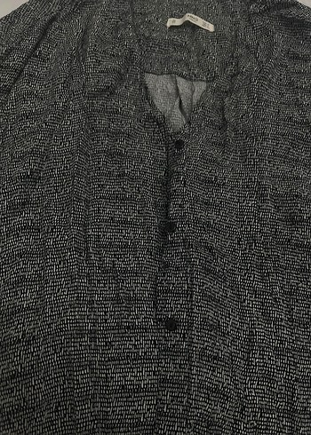 Mango Bol Kesim Desenli Düğmeli Gömlek Elbise - Görsel 4