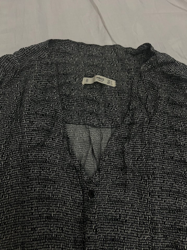 Mango Bol Kesim Desenli Düğmeli Gömlek Elbise - Görsel 3