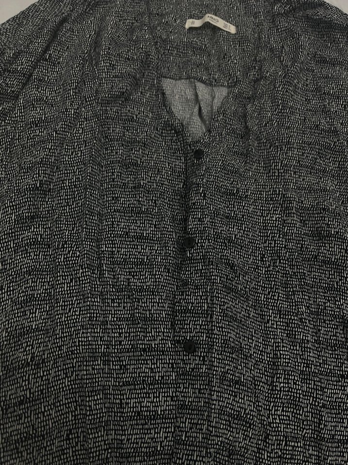 Mango Bol Kesim Desenli Düğmeli Gömlek Elbise - Görsel 4