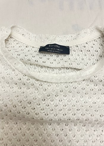 Bershka Kadın Beyaz Örgü Crop Top - Görsel 3