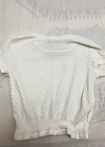 Bershka Kadın Beyaz Örgü Crop Top - Görsel 2