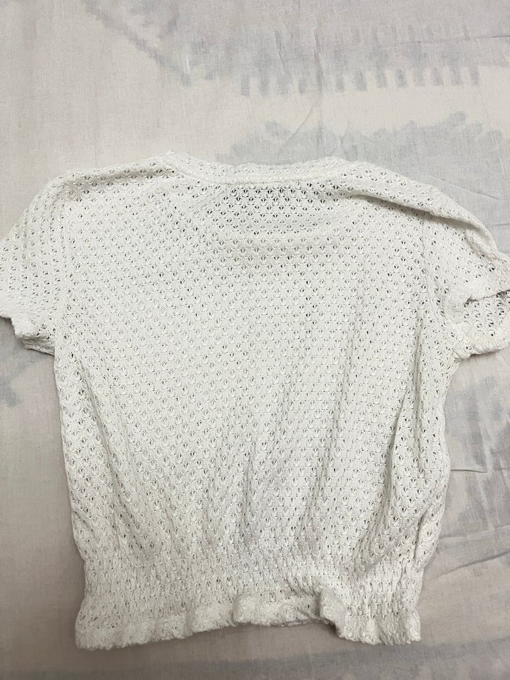 Bershka Kadın Beyaz Örgü Crop Top - Görsel 2