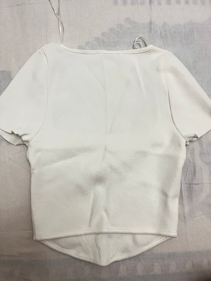 Kadın Beyaz Mini Crop Top - Görsel 2