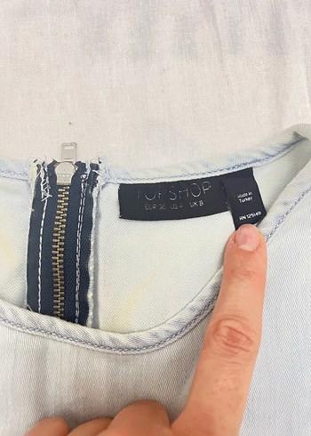 Topshop Gri Beyaz Denim Yelek - Görsel 3