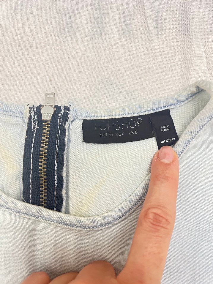 Topshop Gri Beyaz Denim Yelek - Görsel 3