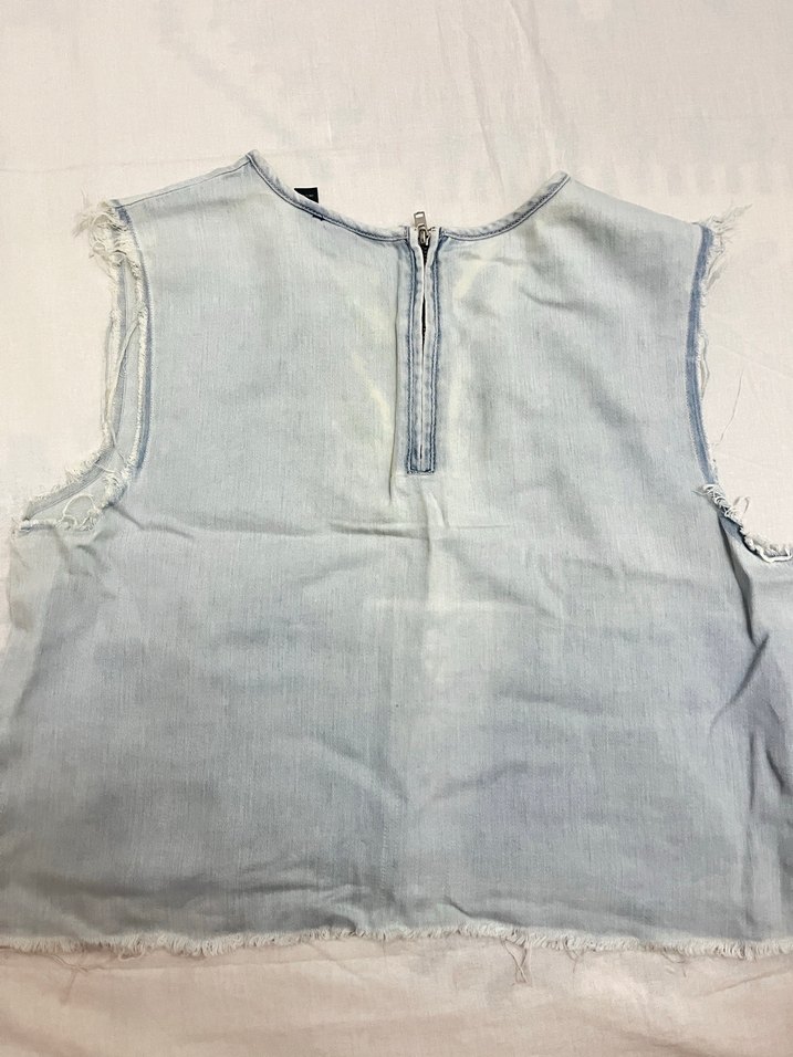 Topshop Gri Beyaz Denim Yelek - Görsel 2