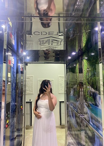 Beyaz Straplez Uzun A-Line mişanlık - Görsel 2