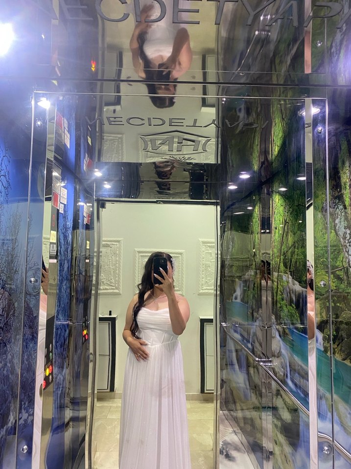 Beyaz Straplez Uzun A-Line mişanlık - Görsel 3