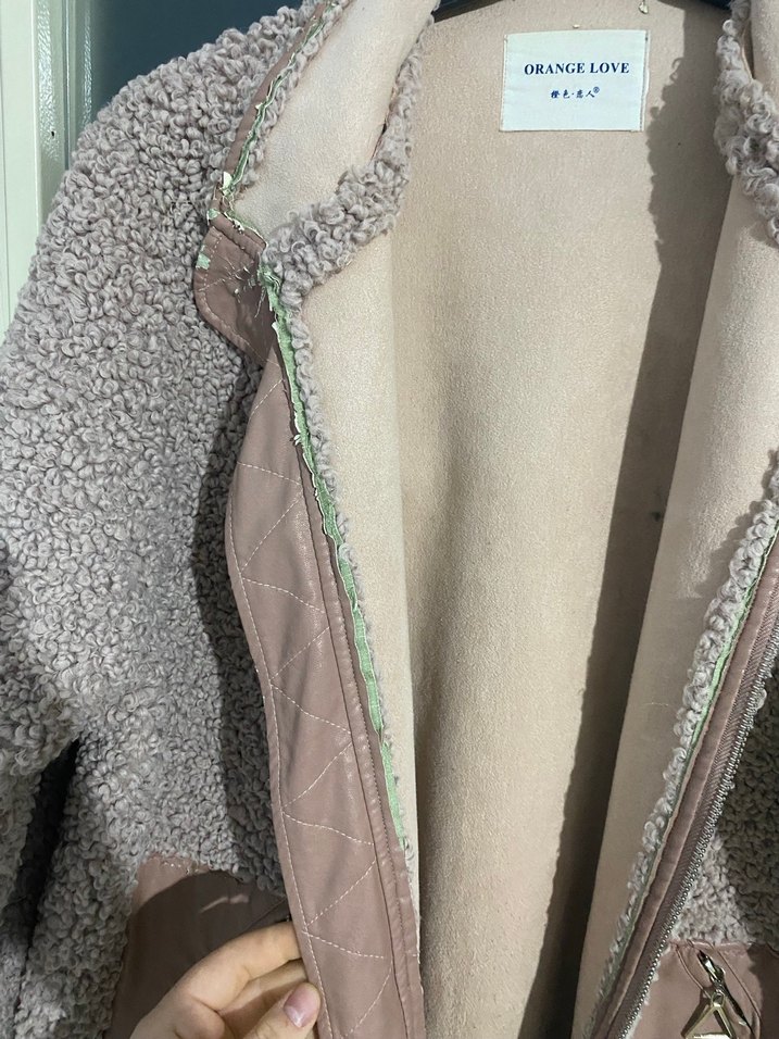 Bej Peluş Kadın Midi Ceket - Görsel 4