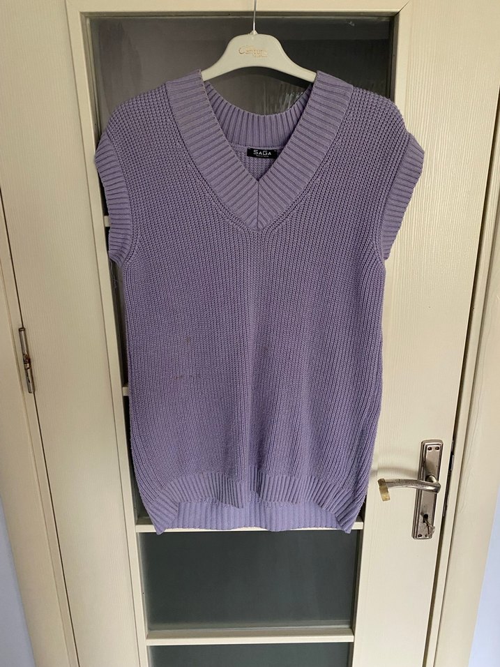 V Yaka Mor Triko Süveter - Görsel 2