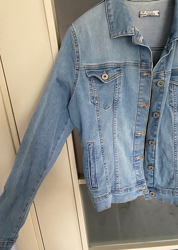 Düğmeli Mavi Kadın Denim Ceket - Görsel 2