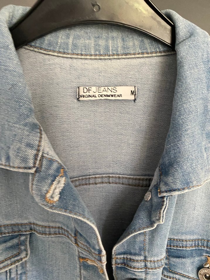 Düğmeli Mavi Kadın Denim Ceket - Görsel 3