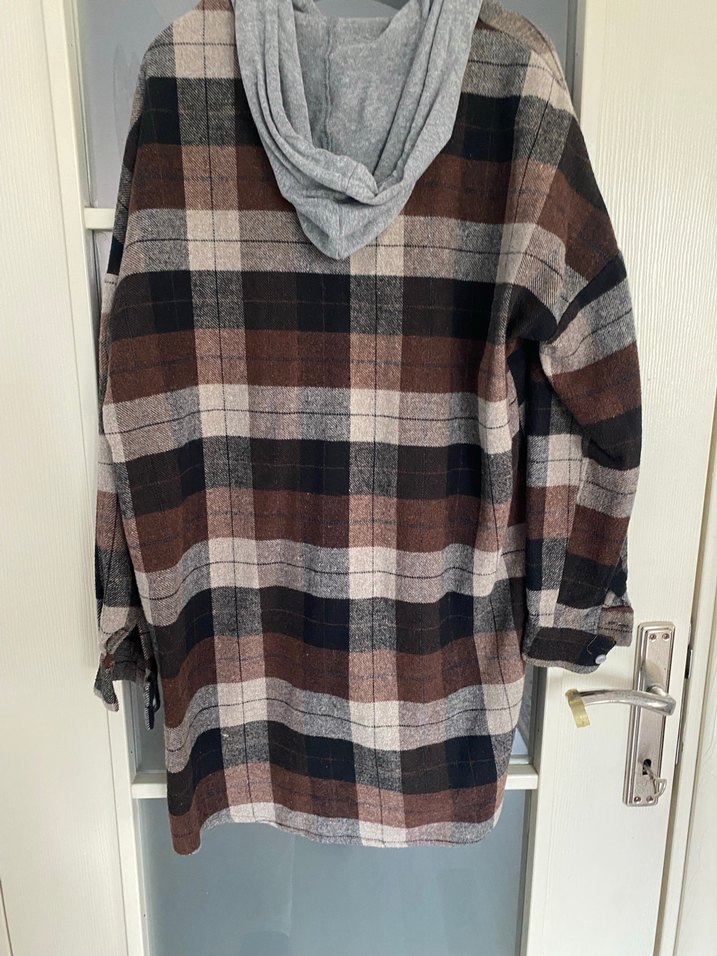 Düğmeli Uzun Kollu Ekose Kadın Gömlek - Görsel 3