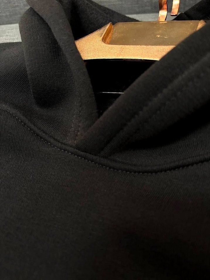 Siyah Kapüşonlu Baskılı Unisex Sweatshirt - Görsel 3