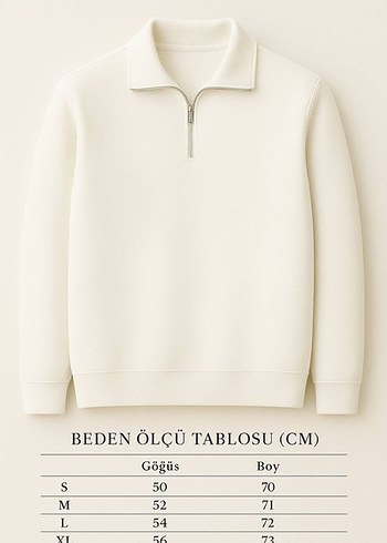 Erkek Beyaz Yarım Fermuarlı Sweatshirt - Görsel 3