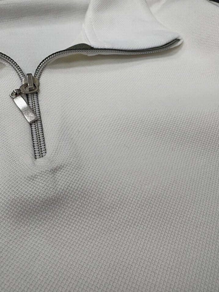 Erkek Beyaz Yarım Fermuarlı Sweatshirt - Görsel 2