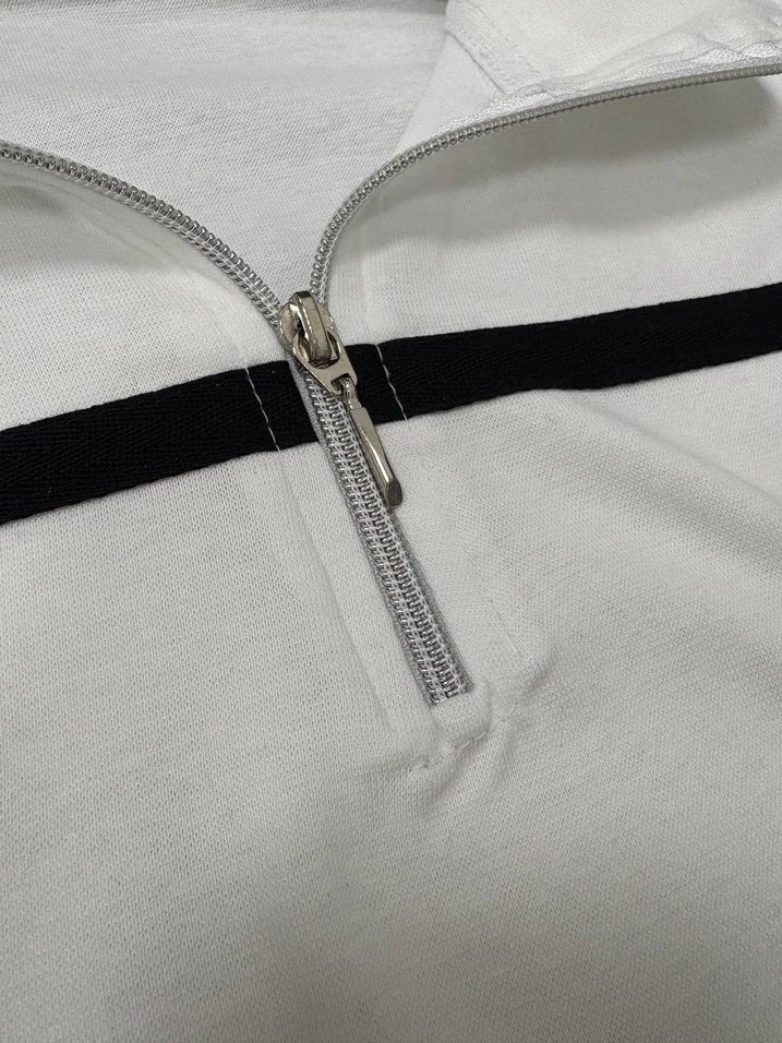 Erkek Beyaz Yarım Fermuarlı Sweatshirt - Görsel 2