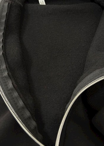 Erkek Siyah Kapüşonlu Fermuarlı Sweatshirt - Görsel 2