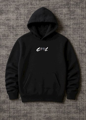 Siyah Kapüşonlu Unisex Sweatshirt - Görsel 2