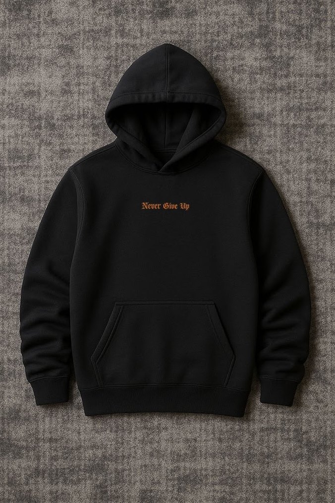 Unisex Kapüşonlu Siyah Baskılı Sweatshirt - Görsel 2