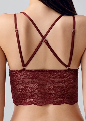 Bordo Dantel Bralet - Görsel 2