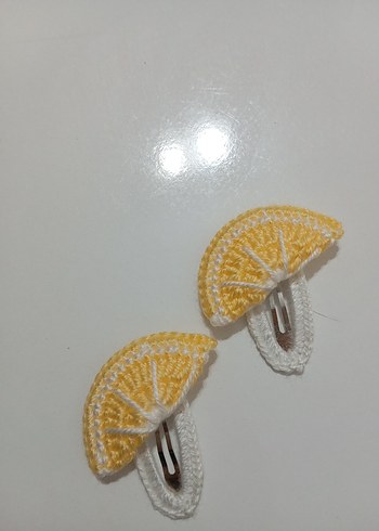 sarı Nakışlı Örgü Çocuk Toka Seti - Görsel 3