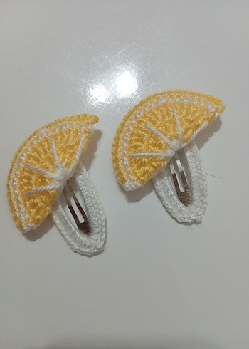 sarı Nakışlı Örgü Çocuk Toka Seti - Görsel 2