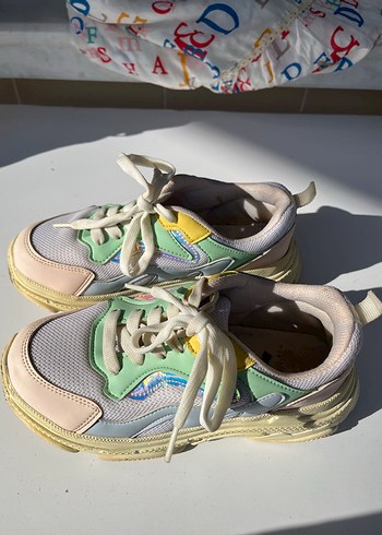 Bağcıklı Pastel Renkli Kız Çocuk Spor Ayakkabı - Görsel 3