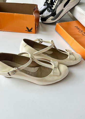 Kız Çocuk Beyaz Fiyonk Detaylı Babet - Görsel 2