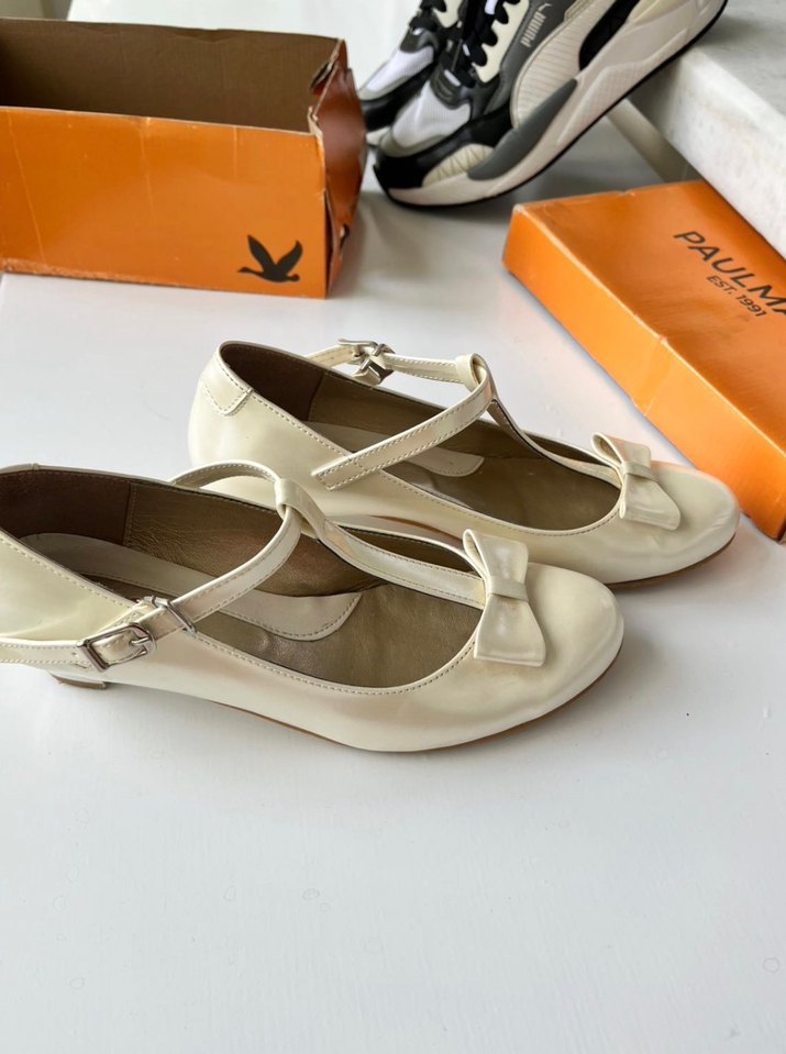 Kız Çocuk Beyaz Fiyonk Detaylı Babet - Görsel 2