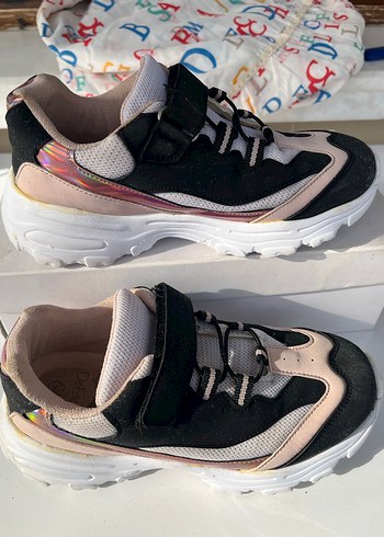 Kız Çocuk Siyah Pembe Beyaz Spor Ayakkabı Defacto - Görsel 4