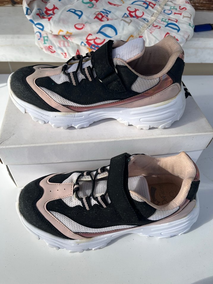 Kız Çocuk Siyah Pembe Beyaz Spor Ayakkabı Defacto - Görsel 3