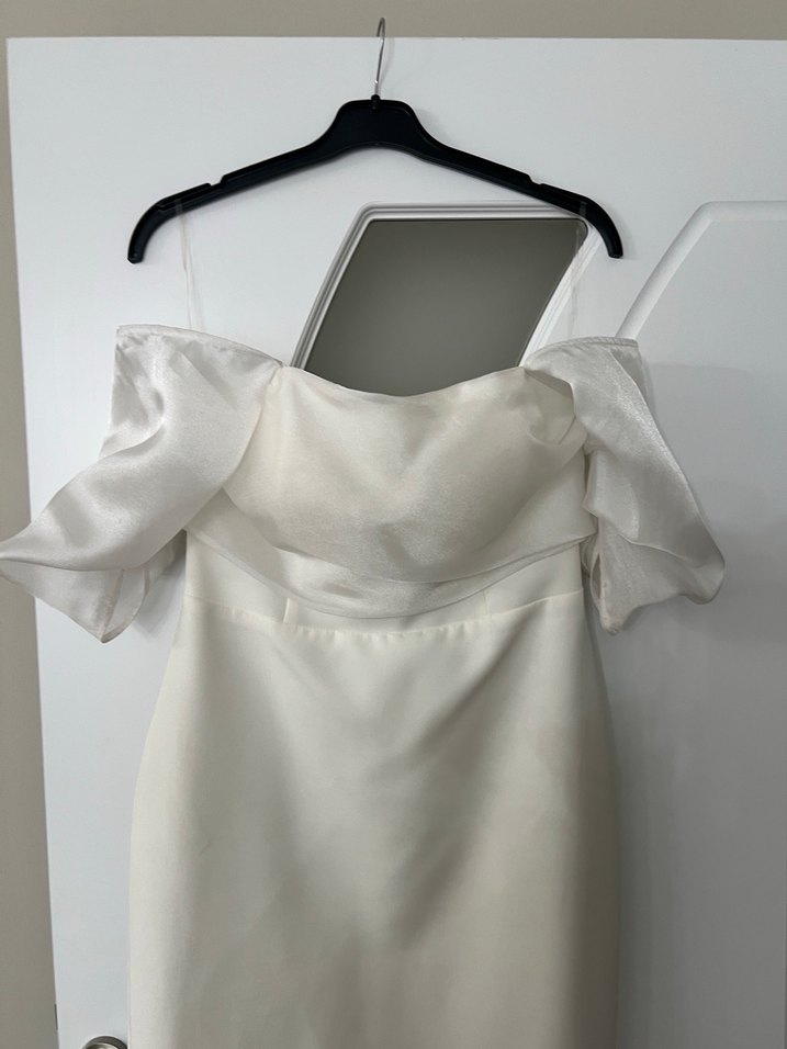 Beyaz Drapeli Mini Abiye Elbise - Görsel 2