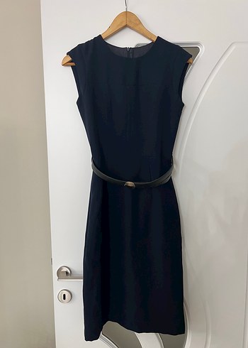 Siyah Midi Kolsuz Ofis Elbisesi - Görsel 2