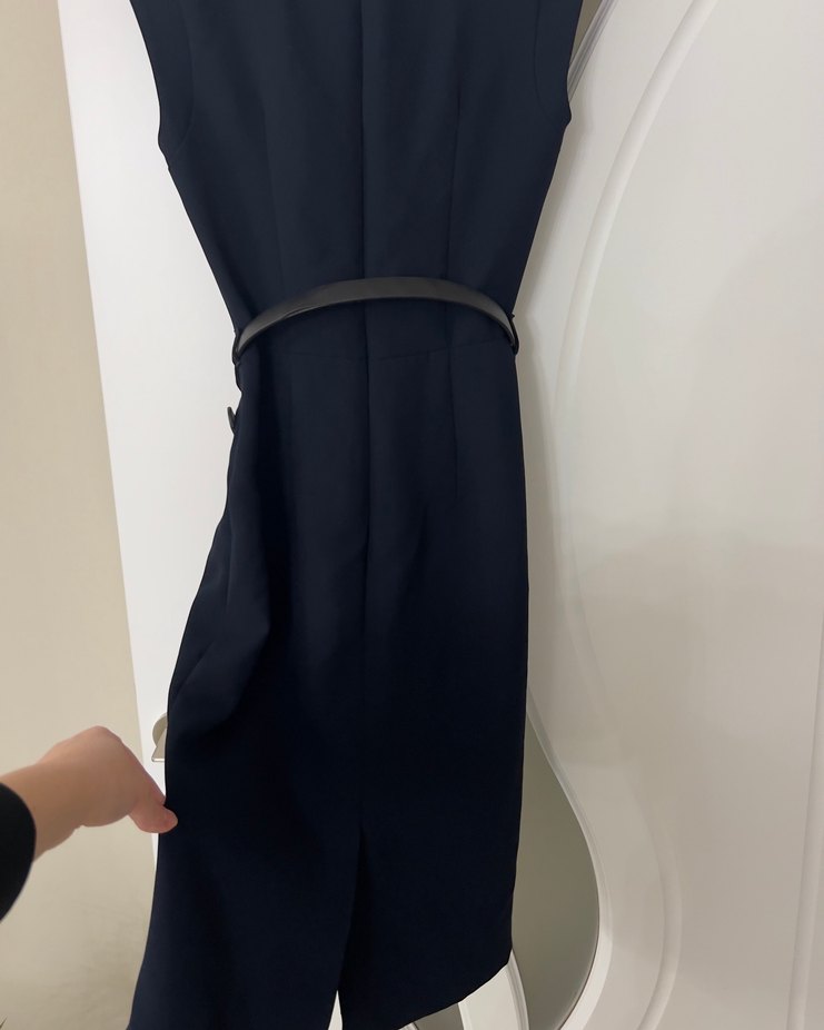 Siyah Midi Kolsuz Ofis Elbisesi - Görsel 4
