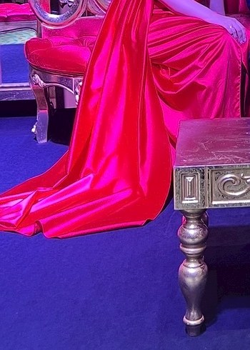 Kırmızı Vintage Uzun Abiye Elbise - Görsel 5