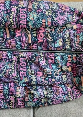 Kız Çocuk Çok Renkli Baskılı Triko Mont - Görsel 2